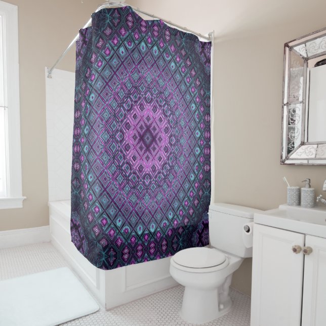Rideau de douche à Motif violet unique (En situation)