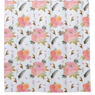 Rideau de douche à motifs floraux