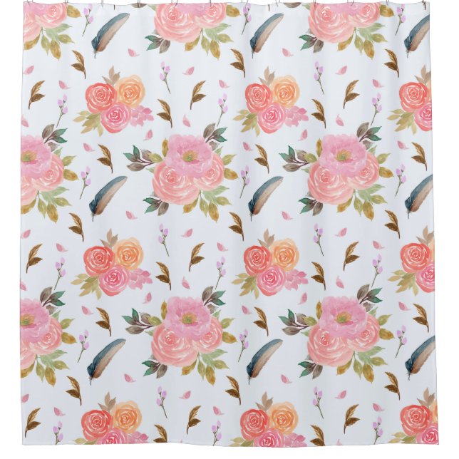 Rideau de douche à motifs floraux (Devant)