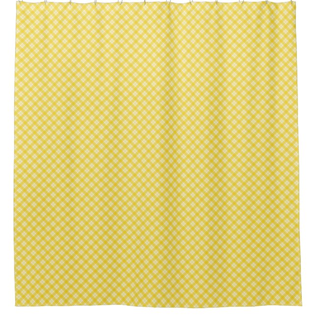 Rideau de douche à motifs géométriques jaune et bl (Devant)