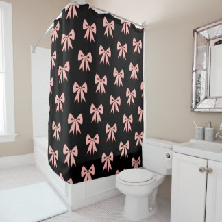 Rideau de douche à nœuds rose noir Rétro