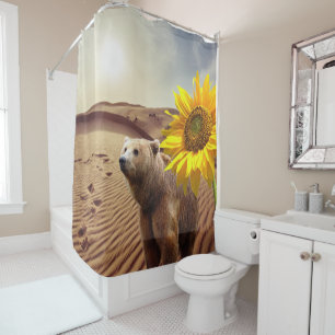 Rideau de douche à ours floral de tournesol