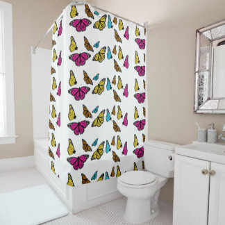 Rideau de douche à papillon coloré