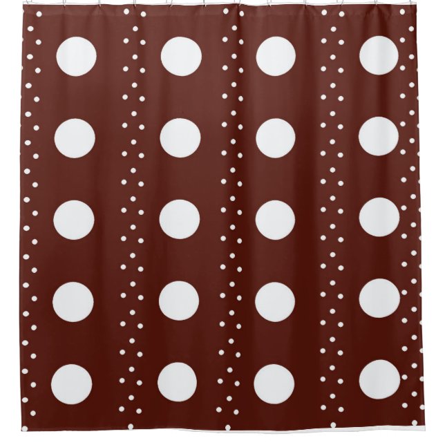 Rideau de douche à pois marron et blanc – Mo rusti (Devant)