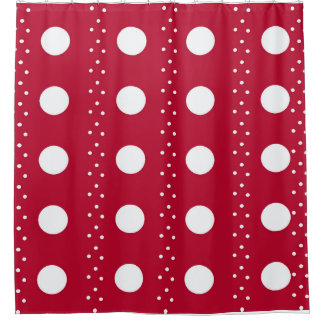 Rideau de douche à pois rouge et blanc – Moderne a