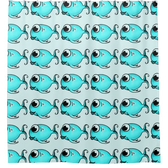 Rideau de douche à poisson bleu (Devant)