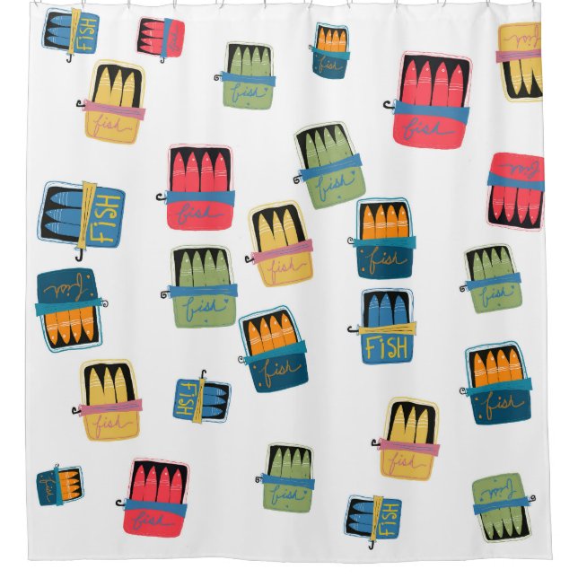 Rideau de douche à poissons en étain (Devant)