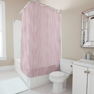 rideau de douche à rayures rouge et blanc