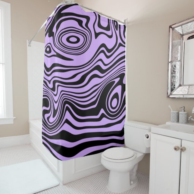 Rideau de douche à rayures violet ou choisissez la (En situation)