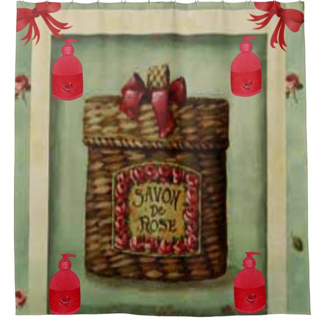 rideau de douche à savon vert rose (Devant)