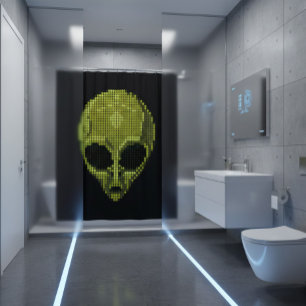 Rideau de douche à tête Alien verte