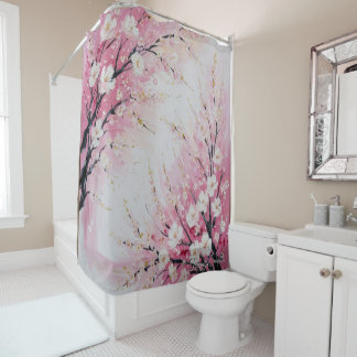 Rideau de douche abstrait à fleurs de cerisier vib