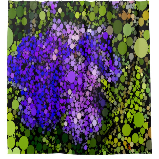 Rideau de douche Abstrait violet, bleu et vert (Devant)