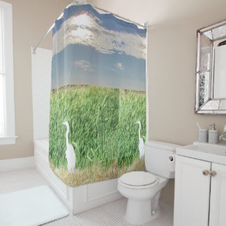 Rideau de douche - Aigrettes en Herbe de marais