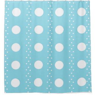 Rideau de douche Aqua bleu et blanc à pois – Frais