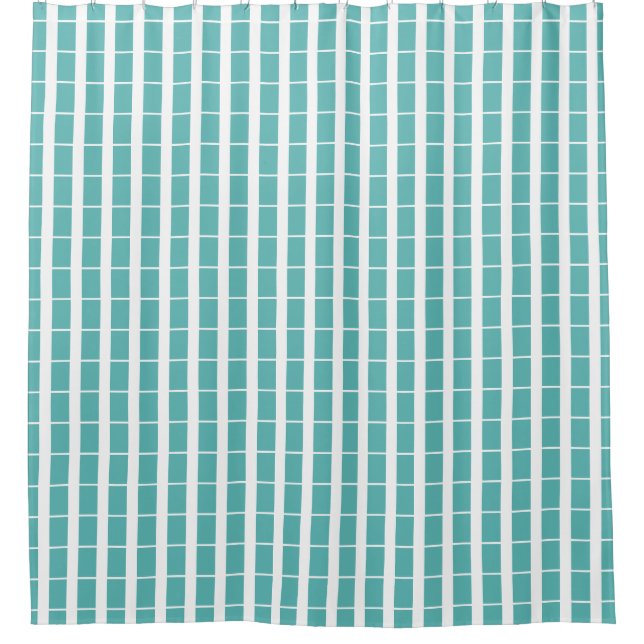 Rideau de douche Aqua Blue et White Grid (Devant)