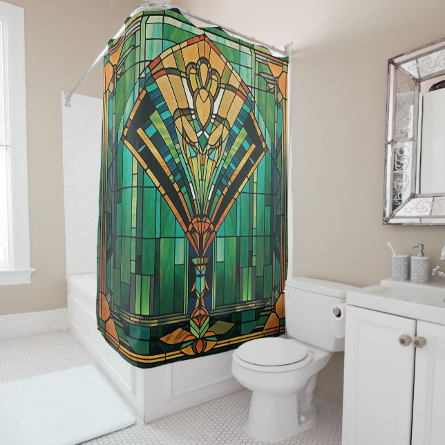 Rideau de douche Art Déco (En situation)