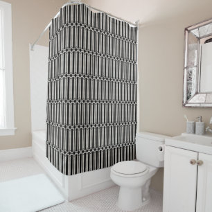 Rideau de douche Art déco noir et argent