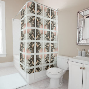 Rideau de douche Art Déco Rétro Rose