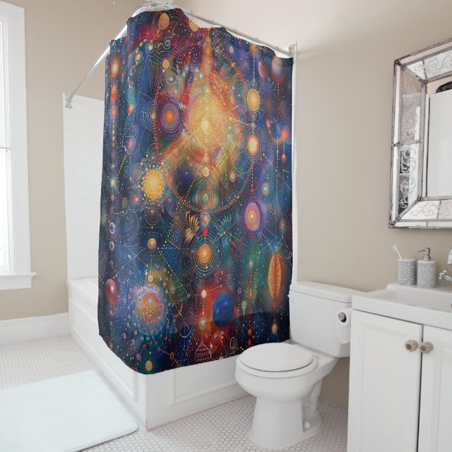 Rideau de douche astrologie cosmique (En situation)