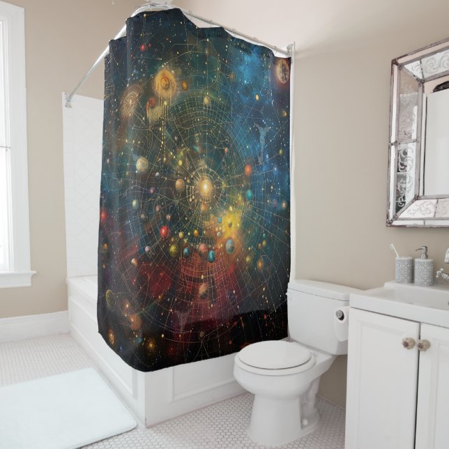 Rideau de douche astrologique cosmique (En situation)