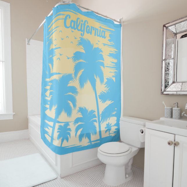 Rideau de douche au palmier de Californie (En situation)