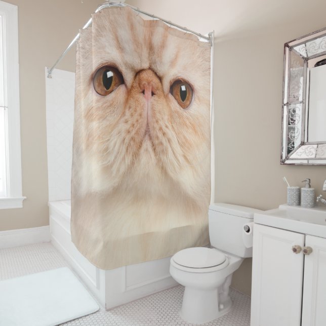Rideau de douche au visage de chat persan (En situation)