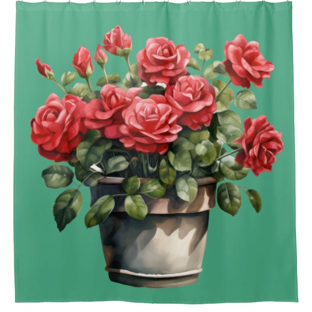 Rideau de douche aux élégantes roses roses rouges (Devant)