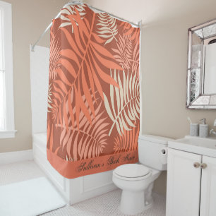 Rideau de douche aux feuilles de palmier orange ma