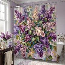 Rideau de douche aux fleurs de lilas vintage