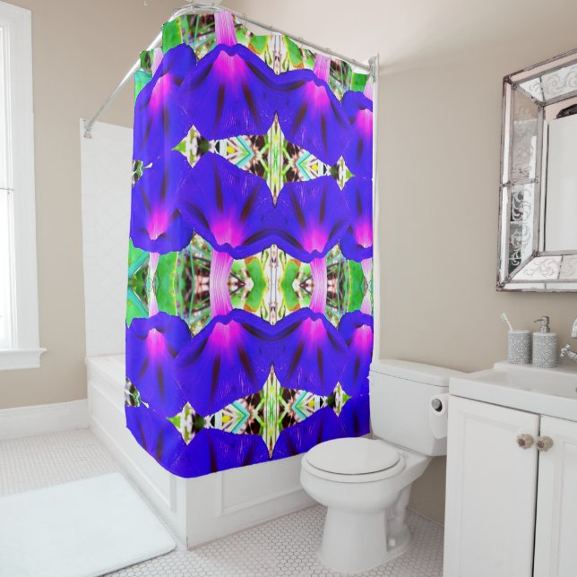 Rideau de douche aux jolies fleurs violettes (En situation)