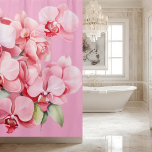 Rideau de douche aux orchidées roses élégantes