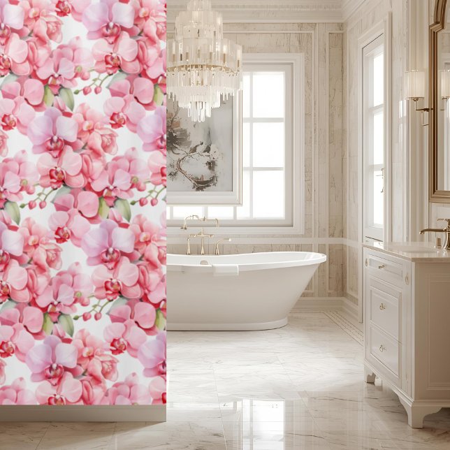 Rideau de douche aux orchidées roses élégantes (Créateur téléchargé)