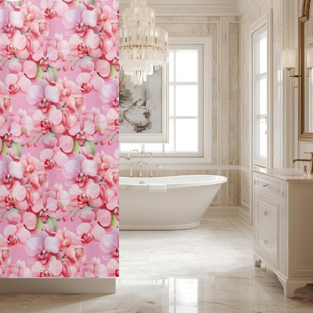 Rideau de douche aux orchidées roses élégantes (Créateur téléchargé)