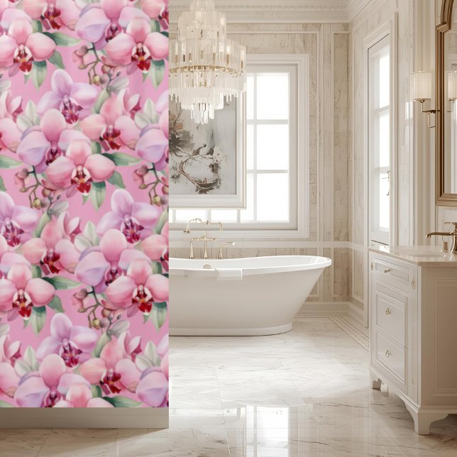 Rideau de douche aux orchidées roses élégantes (Créateur téléchargé)