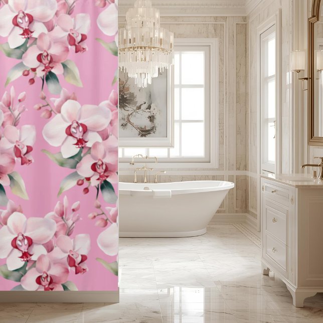 Rideau de douche aux orchidées roses élégantes (Créateur téléchargé)