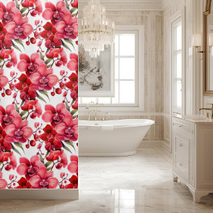 Rideau de douche aux orchidées rouges élégantes