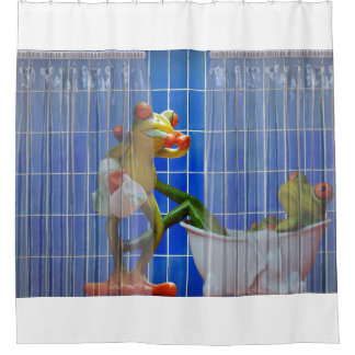 Rideau de douche avec grenouilles