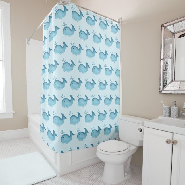 Rideau de douche Baleine Bébé Mignon (En situation)