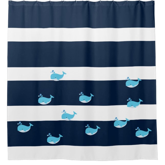 Rideau de douche - Baleine bleu clair (Devant)