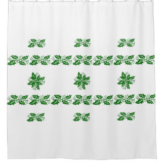 Rideau de douche - Bandes de Feuilles verts Holly