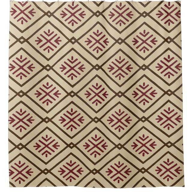Rideau de douche beige inspiré des tribus (Devant)