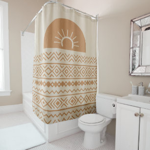 Rideau de douche beige moderne bohème