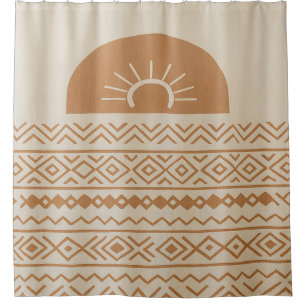 Rideau de douche beige moderne bohème