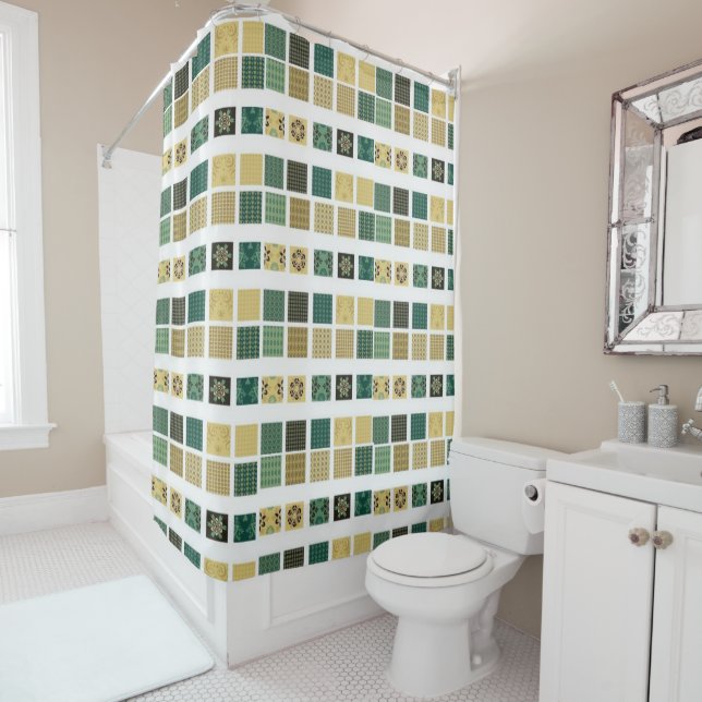 Rideau de douche Beige vert (En situation)