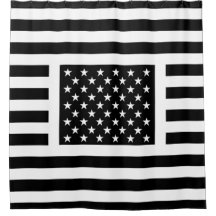 rideau de douche Black and White American Flag