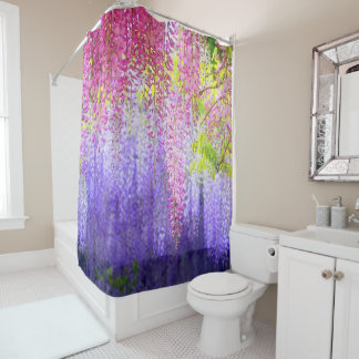 rideau de douche blanc rose de la glyteria lavende