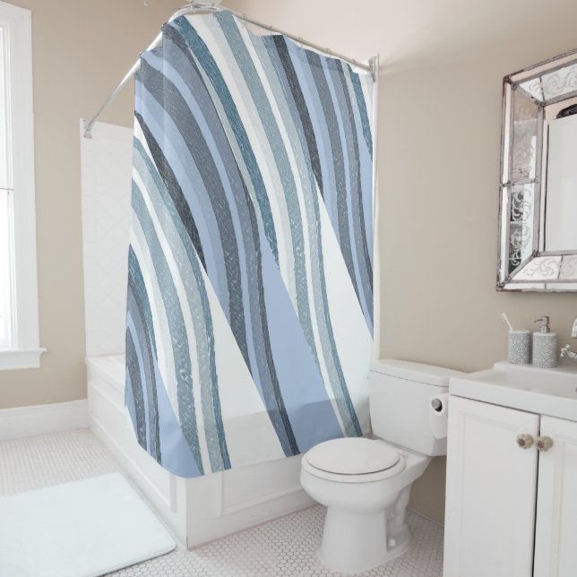 Rideau de douche bleu (En situation)