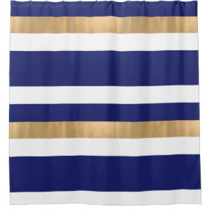 Rideau de douche bleu et or contemporain