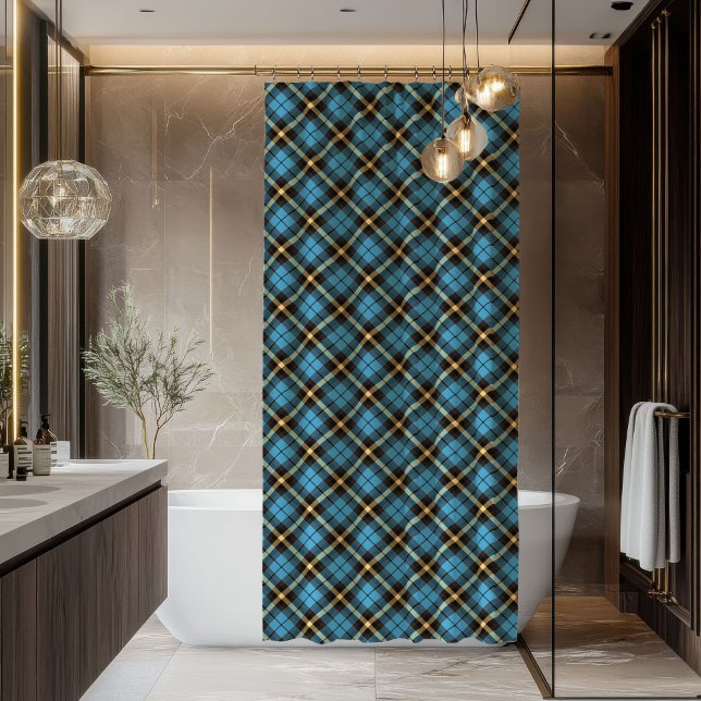 Rideau de douche bleu jaune pour salle de bain d'h (Blue Yellow Shower Curtain for Men’s Bathroom)